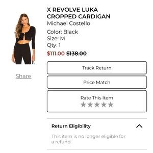 REVOLVE Black Cropped Cardigan